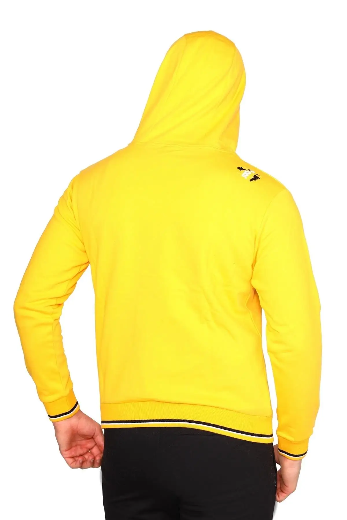Желтый с капюшоном и карманом кенгуру 100% хлопок | Мужская одежда