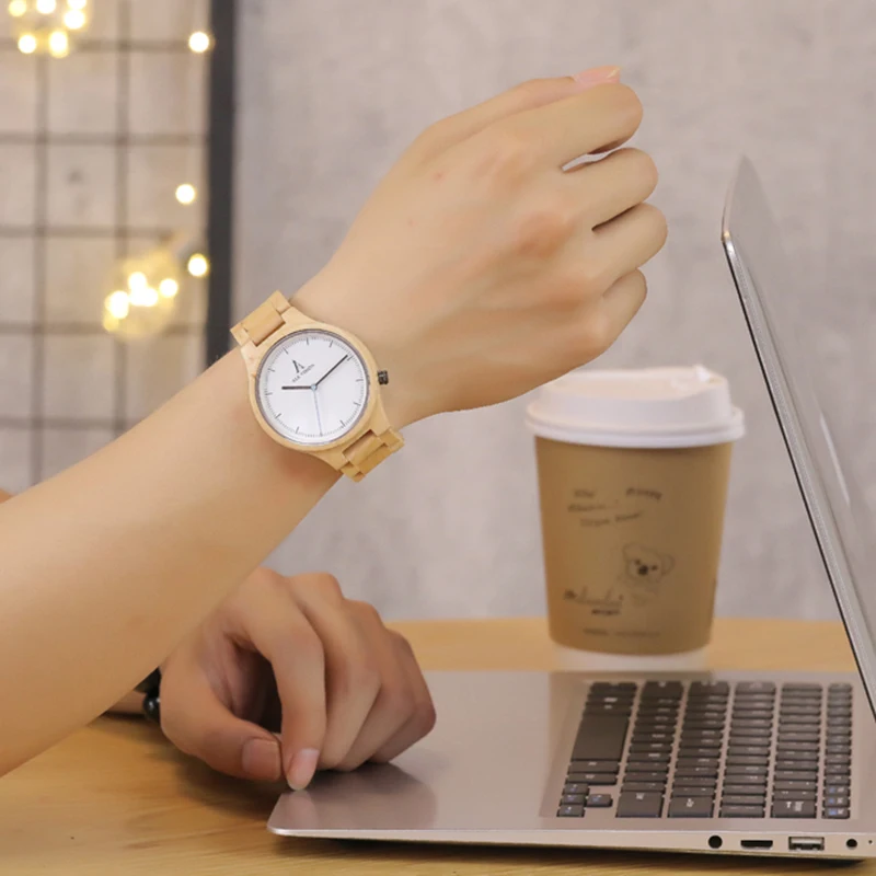 ALK Vision Wood watch male female couple watches maple wooden wrist watch for men women ladies Lovers Watch casual white colock