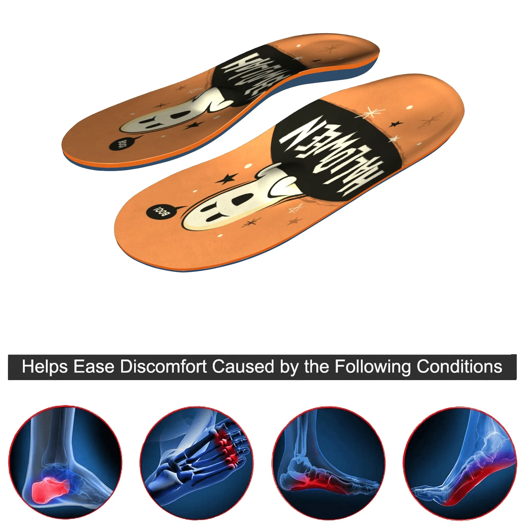 

Halloween cartoon orthopedic plantar fasciitis non-slip arch support orthopedic insoles flat feet comfortable men and women