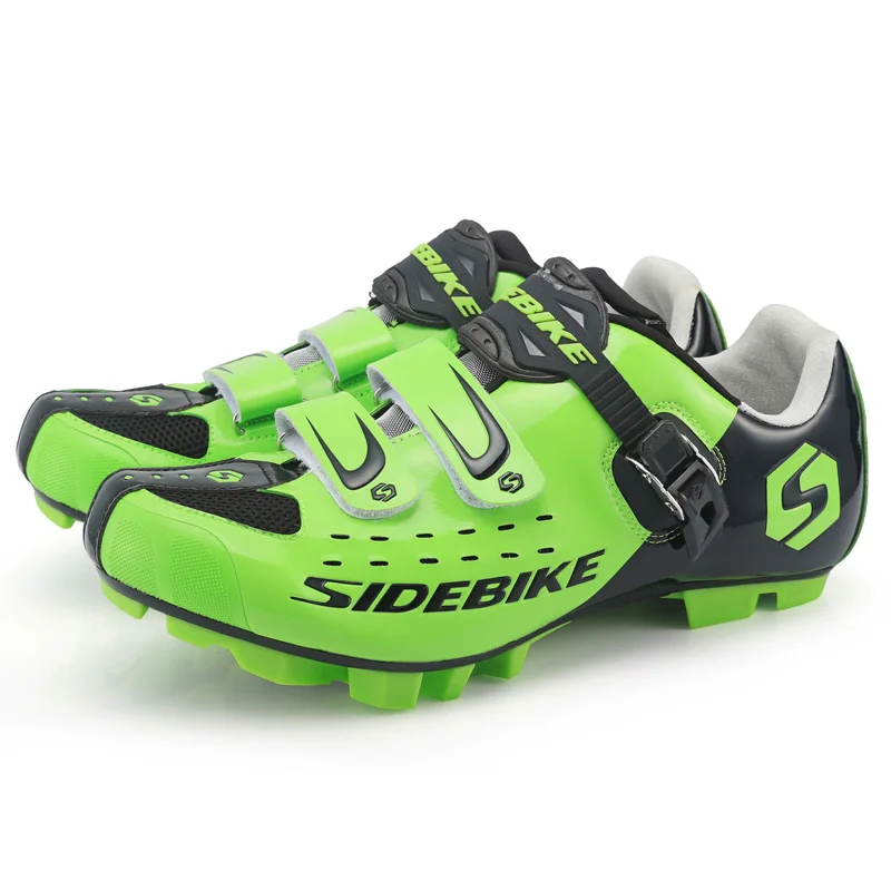 Sidebike MTB обувь для велоспорта Спортивная профессиональная обувь для велоспорта и наборы педалей, включая MTB педали - Цвет: green shoes