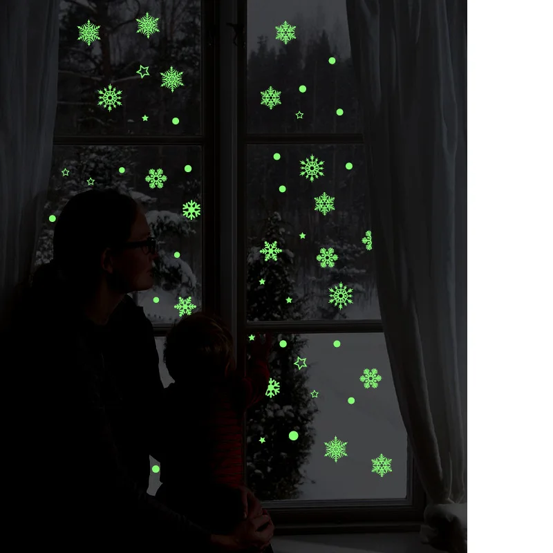 Christmas Luminous Snowflake Removable Window Sticker Background Decorative Glow In The Dark Decal for Baby Rooms Decortion | Дом и сад