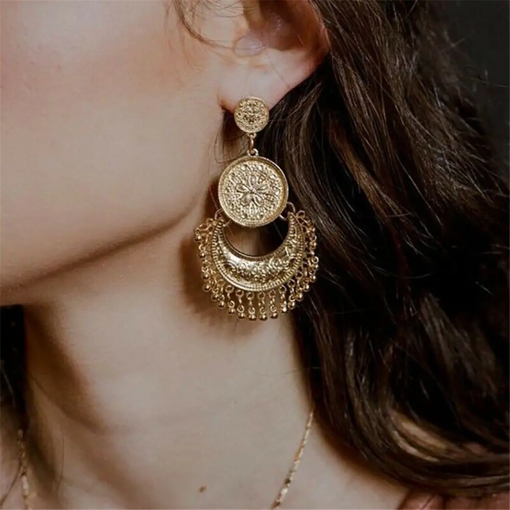 Винтажные женские антикварные висячие серьги с бисером и кисточкой капли модные