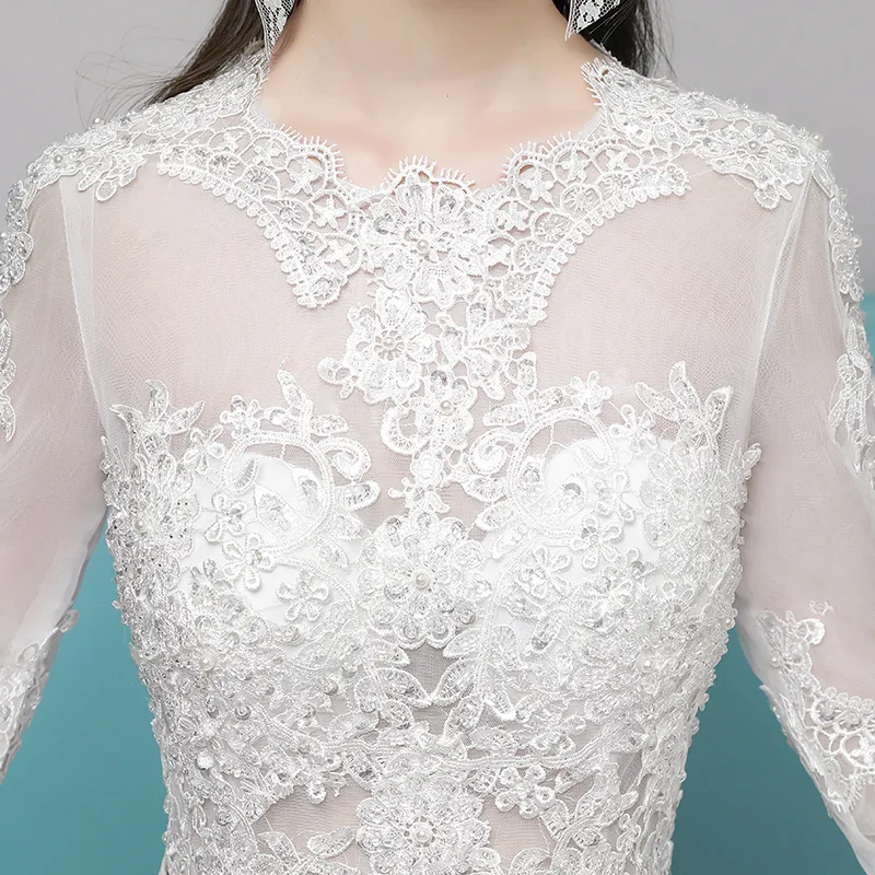 European Top Fashion Scoop Half Style Wedding Dress 2020 New Vibrato With The Same Word Shoulder Thin Bride Luxurious Princess | Свадьбы и