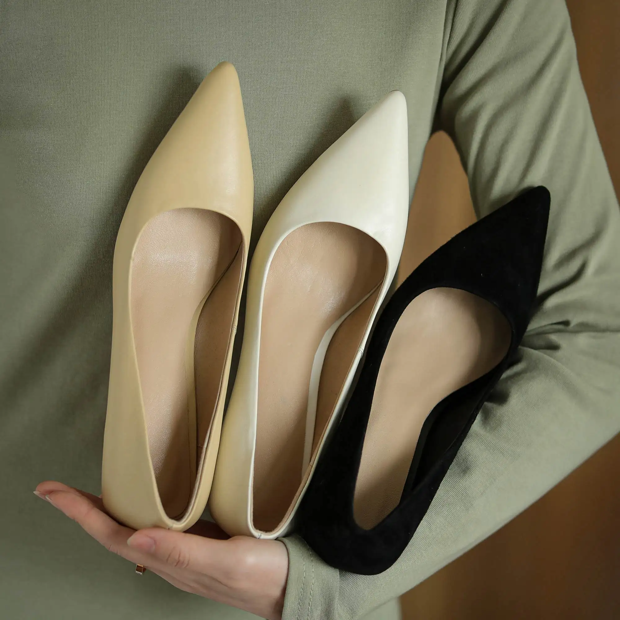 

Lenkisen high street fashion nightclub genuine leather shallow pointed toe thin high heel slip on elegant gentlewomen pumps L94