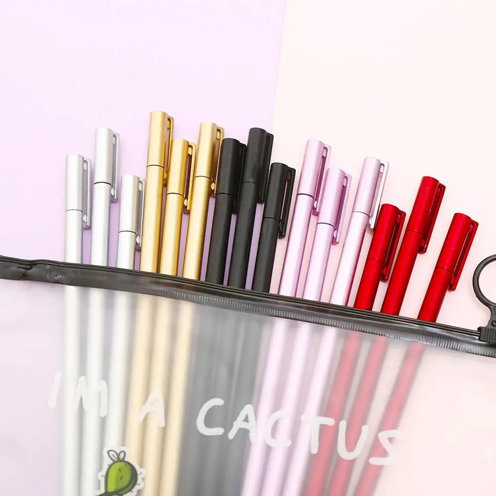 mixed 12pcs 12 шт., Роскошные Металлические гелевые ручки, креативные школьные принадлежности для офиса, канцелярские милые черные, голубые чернила, канцелярские принадлежности для хранения - Цвет: mixed 12pcs