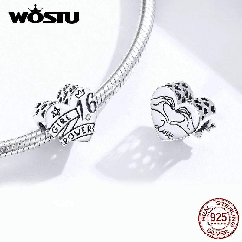 WOSTU Стерлинговое Серебро 925 пробы для девочек 16 лет очаровательные бусины в виде