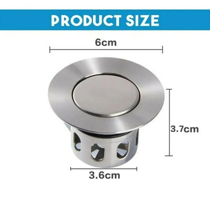 

Explosion-proof Steel Sink Bounce Core Push Plug Filter Faucet Bathroom Kitchen Hair Catcher Basin Floor Drain Tools