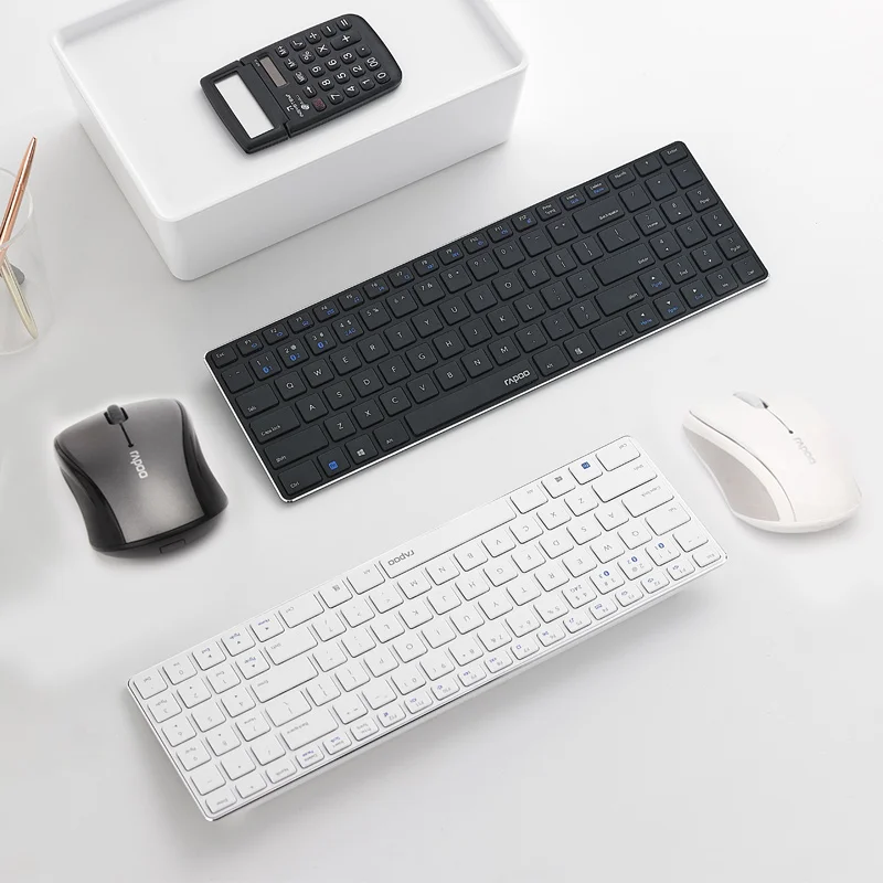 Rapoo Multi-mode Silent Беспроводной клавиатура Мышь комбинации Bluetooth 3,0/4,0 РФ 2,4 г переключаться между 3 устройств связи#9060 м