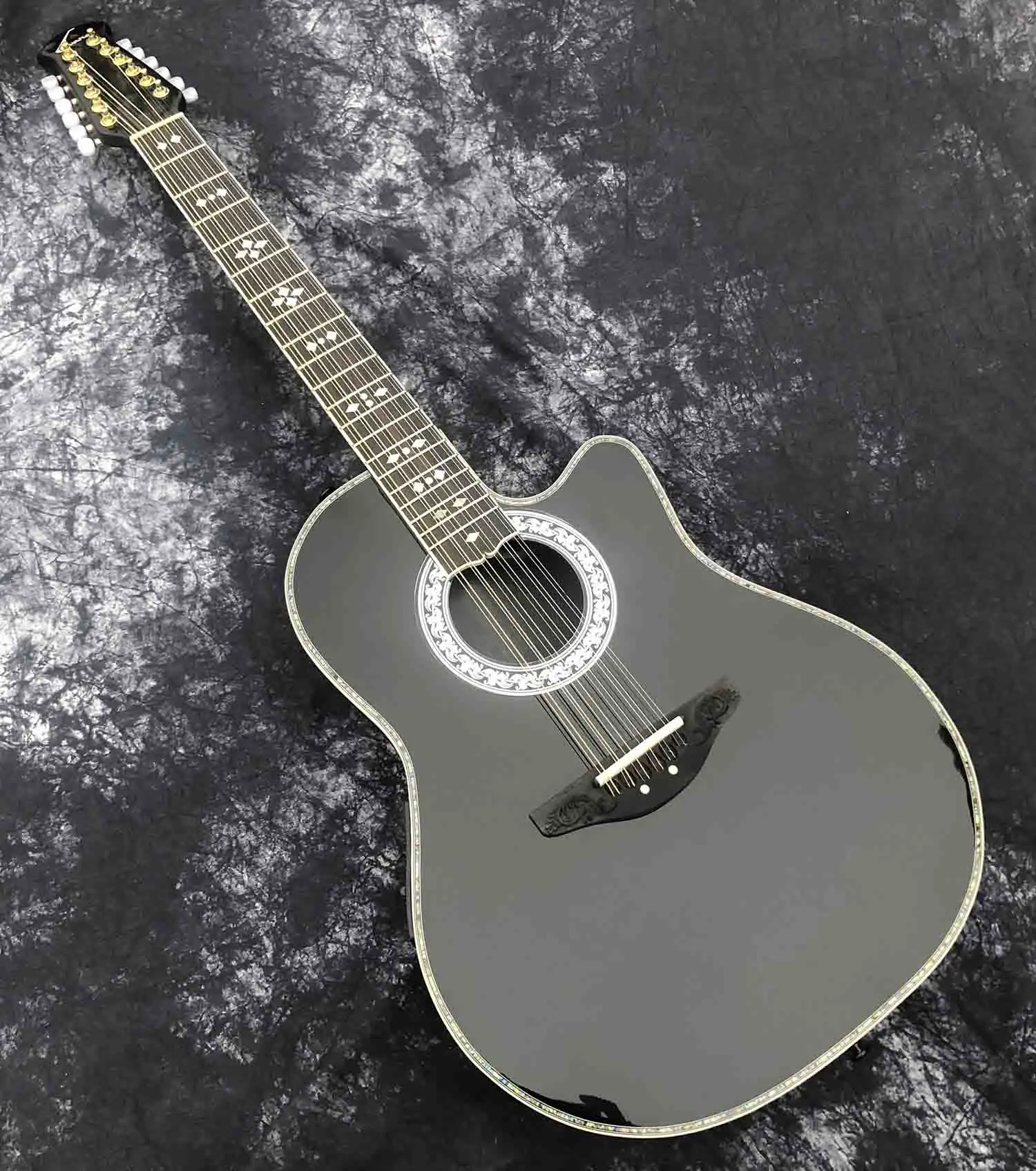 Custom Grand 12 струны твердая гитара из углеродного волокна черепаха ракушки