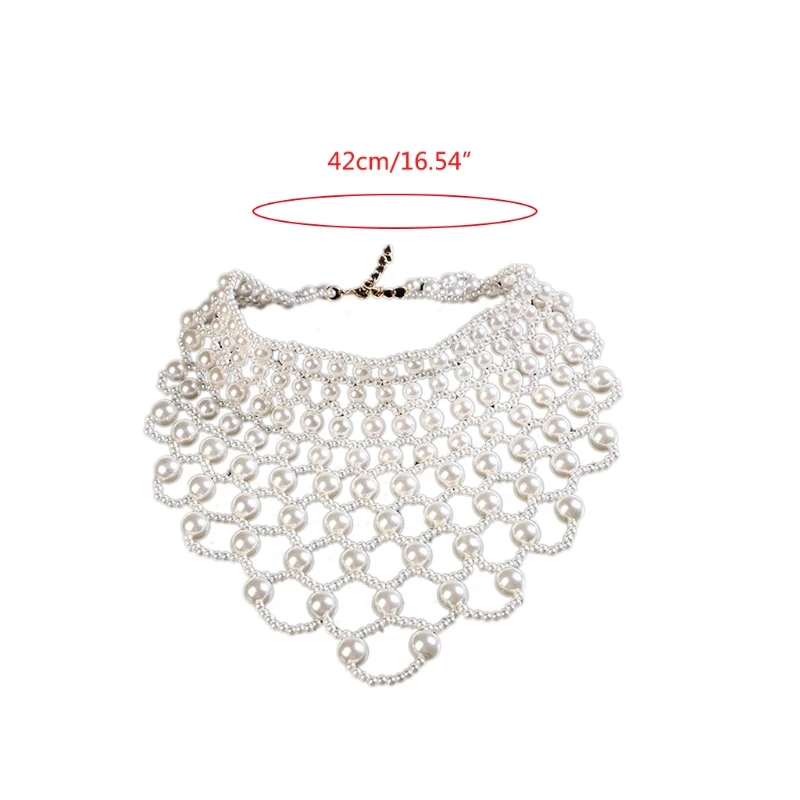 

Detachable Blouse Fake Collar Faux Pearl Beaded False Collars Choker NecklaceSummer Cloth Accessory