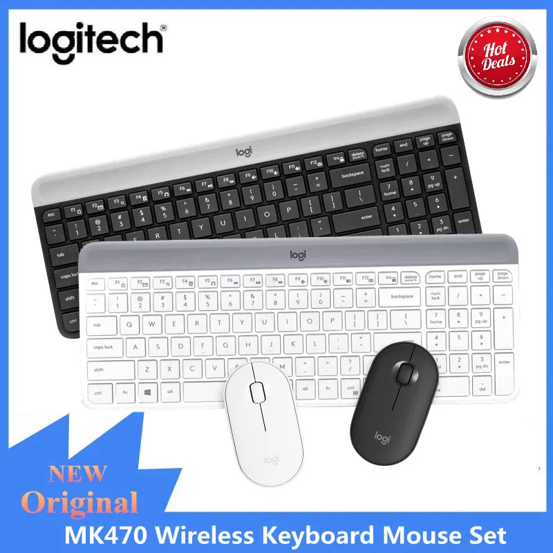 

Logitech MK470 Wireless Keyboard Mouse Combo Ultra-Thin 2.4G Silent 1000DPI Slim Keboards Mice Set For PC Laptop Office Original