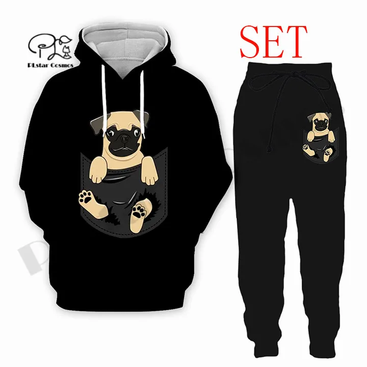 

PLstar Cosmos 3Dprinted Newest Cute Dog Pug Pocket Cartoon Set Art Funny Premium Unisex Casual Pants Hoodies/Sweatpants Style-3