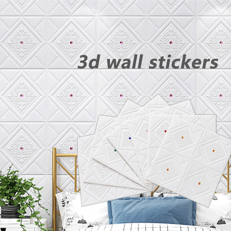 

3D наклейки на стену в европейском стиле, супертолстые самоклеящиеся пенопластовые обои, водонепроницаемые современные домашние украшения ...