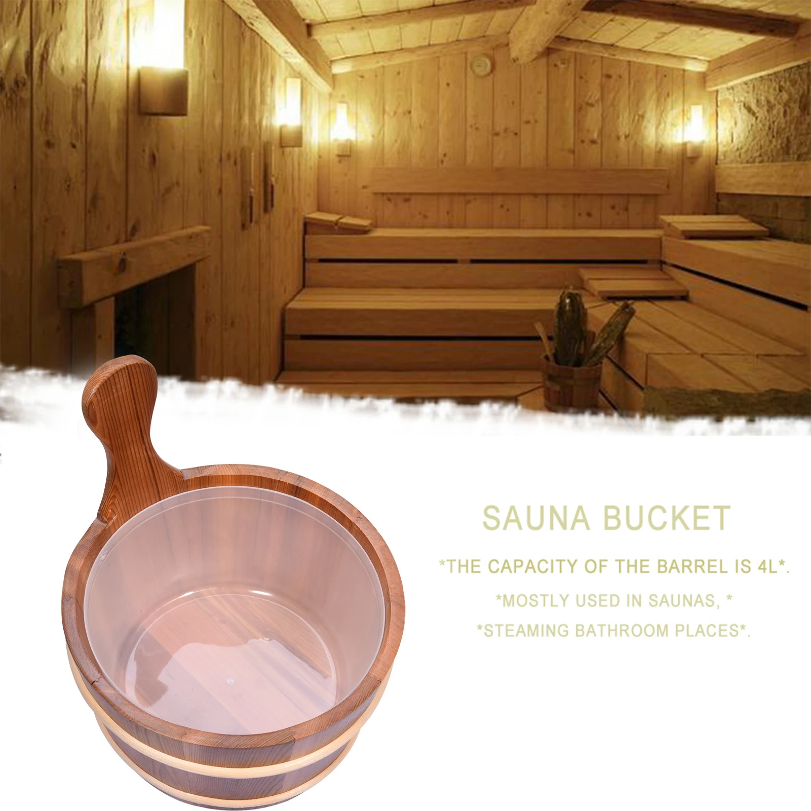 

High Capacity Wooden Sauna Bucket With Ladle Sauna Steam Room Accessory Bathroom Natural Sauna Barrel Bucket Sauna Room Tool