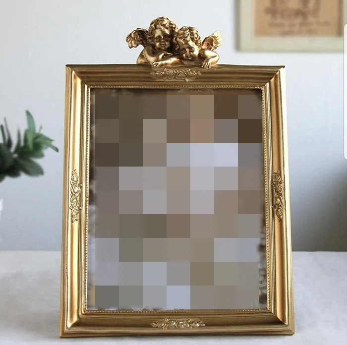 10 inch golden Ретро фоторамки золотистого цвета, семейные свадебные фоторамки для пар, Фоторамки из смолы, стеклянные рамки для домашнего декора, овальные прямоугольные - Цвет: 10 inch golden