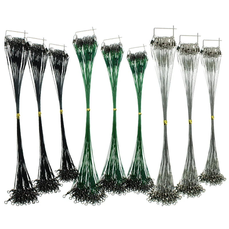 20Pcs Steel Fishing Line Steel Wire Leader With Swivel Olta Fishing Accessory Lead Core Leash Fishing Leader Wire Tackle Pesca