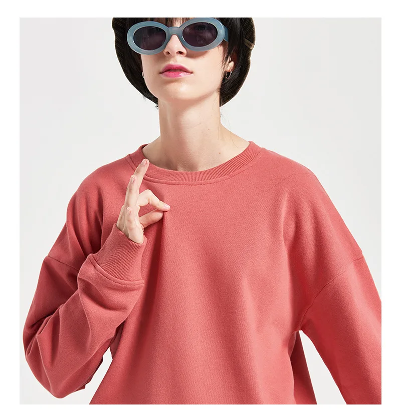 Мужской однотонный свитшот с круглым вырезом свободного покроя|Мужские