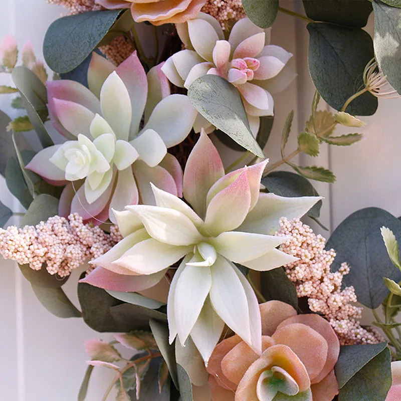 Искусственный цветок-суккулент висячий венок для дома стены входной двери
