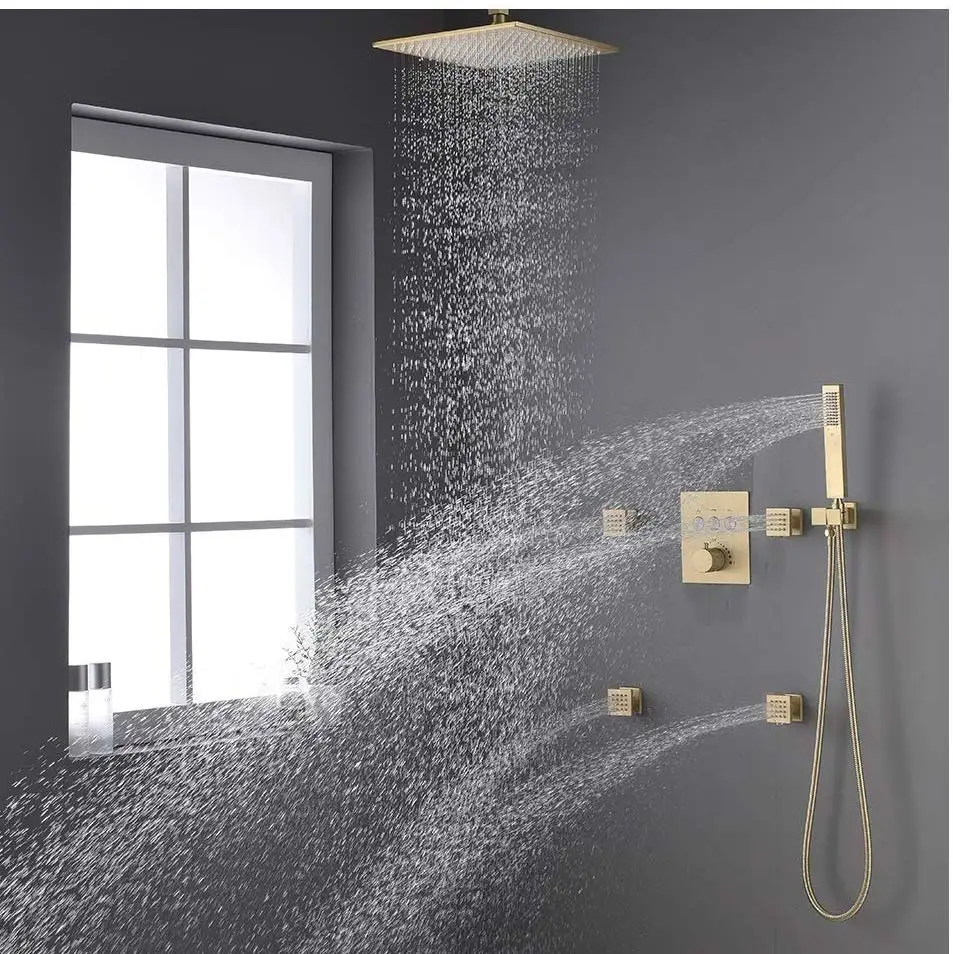 Роскошная ванная комната матовая Золотая 10 &quotквадратная насадка для душа с