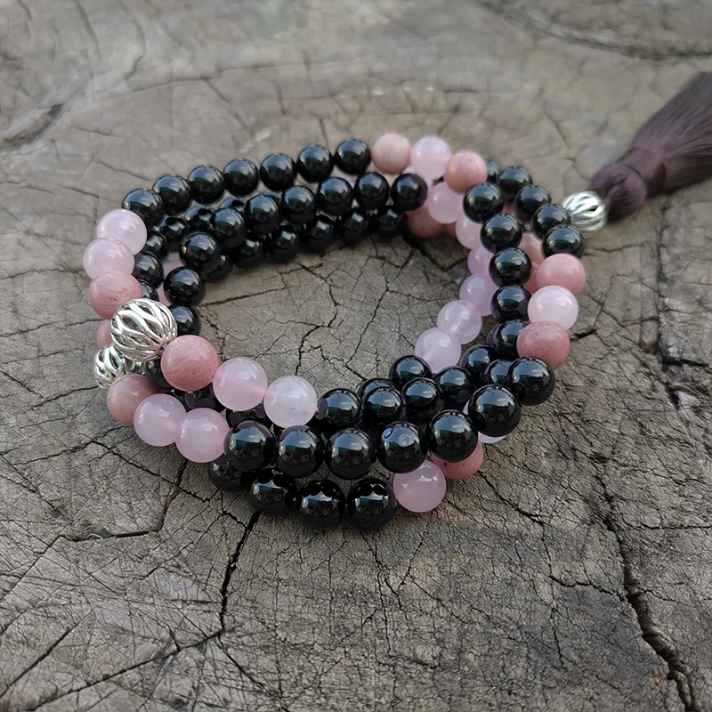 Родрохрозит 8 мм комплект розового кварца Japa Mala теплый Медитация Мала ювелирные