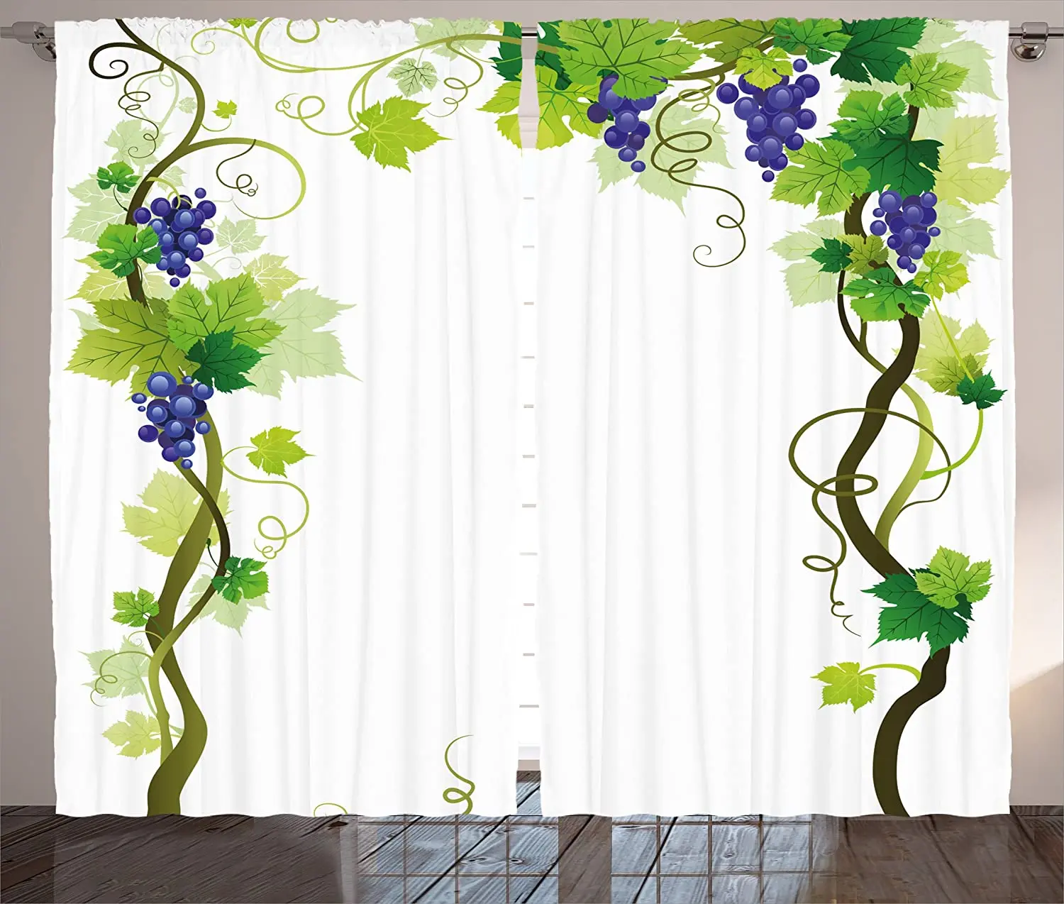 

Grapes Blackout Curtains Vineyard with Swirled Leaf Fresh Fruit Garden Harvest Season Wine Growth Window Curtain