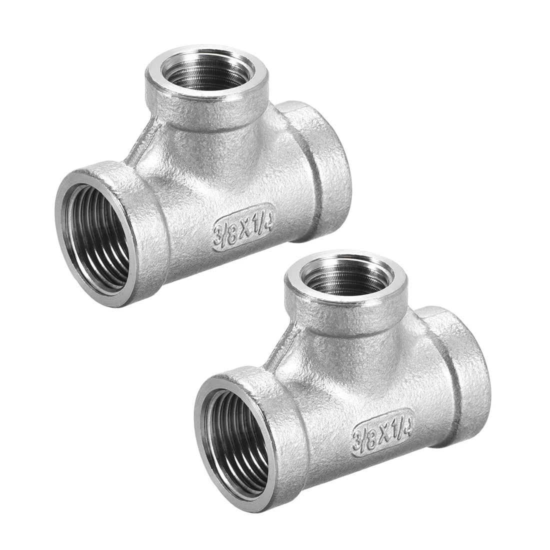 

uxcell Stainless Steel 304 Cast Pipe Fitting 3/8 BSPT x 1/4 BSPT x 3/8 BSPT Female Tee Shaped Connector Coupler 2pcs