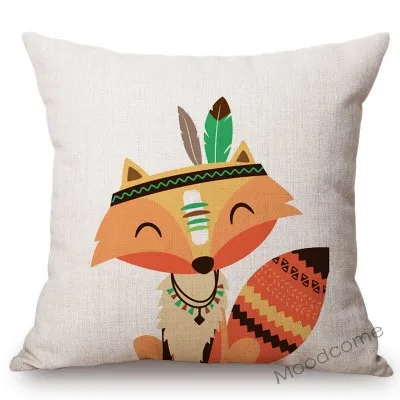 Cute Forest Animals Owl Raccoon Fox Bear Baby Cartoon Art Sofa Throw Pillow Case Lovely Woodland Animal Children Cushion Cover