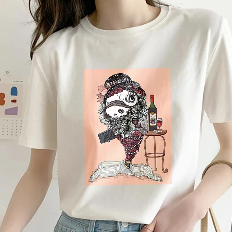 

Madam Fish Tee shirt Femme Popular daily Spring 2021 Women's Clothing FASHIONABLE Tops Women 2021 White t-shirt Roupas Feminina
