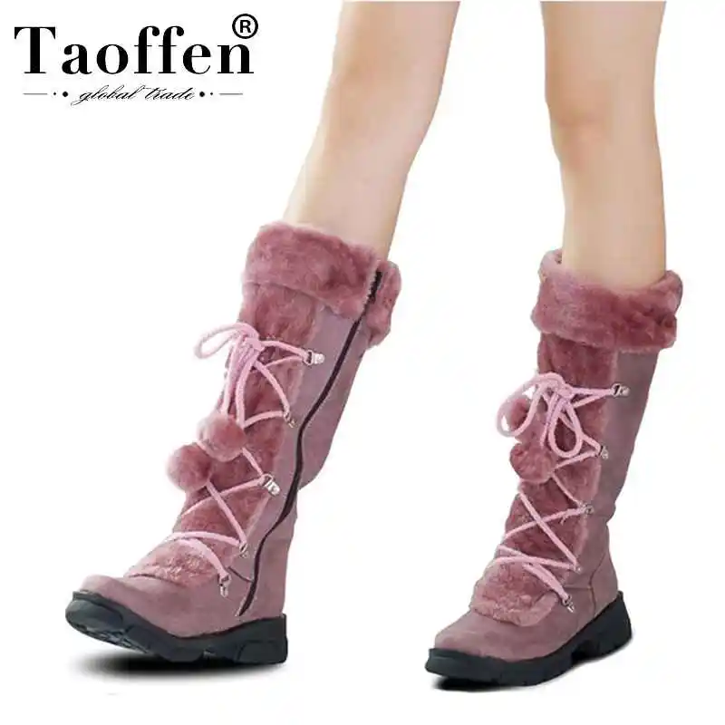 

Женские меховые сапоги Taoffen, зимние сапоги до середины икры, размеров 32-43 и с плюшевой подкладкой, 5 цветов