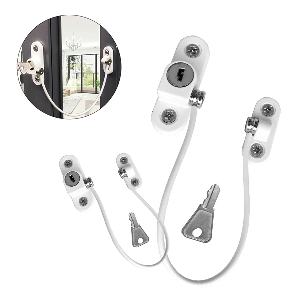 

1Pc Child Safety Locks Window Door Cable Ventilator Kids Lock Baby Security Locking Keyed Opening Restrictor For Baby Protection