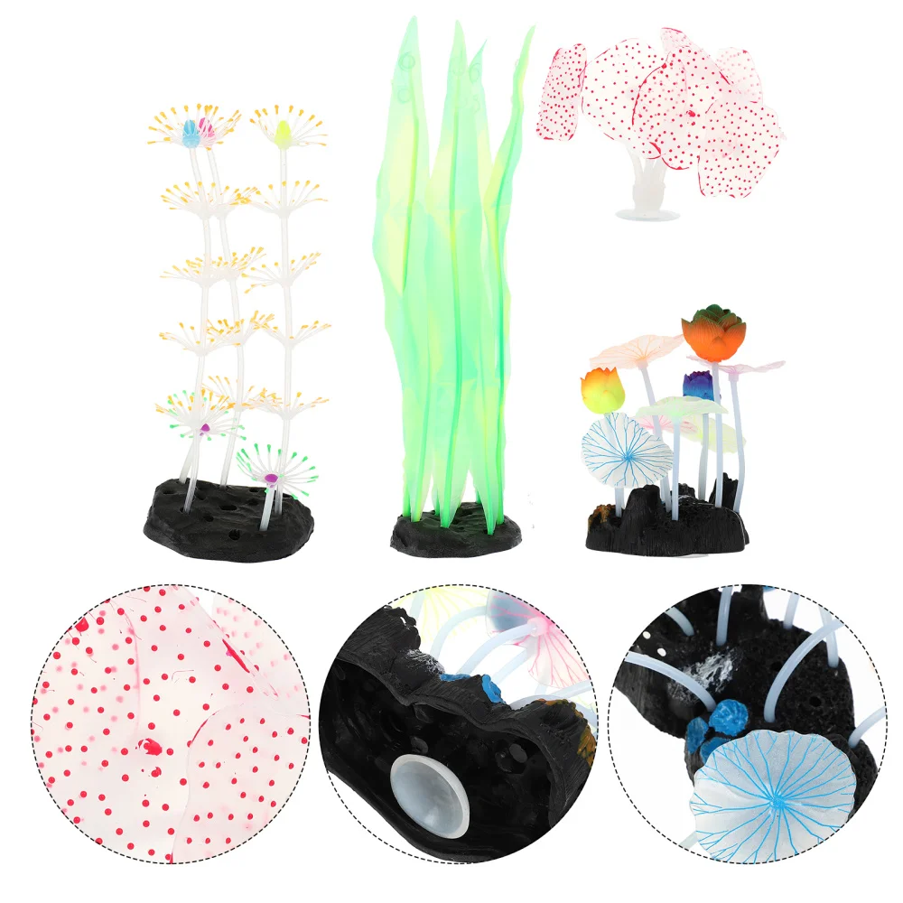 4 шт аквариум светящиеся коралловые завод искусственное водное растение