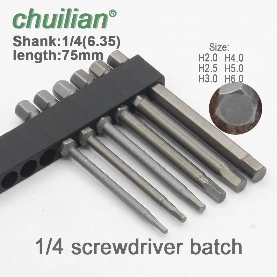 1 шт. длинные 75 мм S2 стальные отвертки с внутренней шестигранной головкой набор