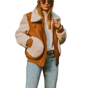 Женская куртка с флисовой подкладкой и замшевой подкладкой, теплая Толстая куртка в стиле пэчворк, Осень-зима 2021