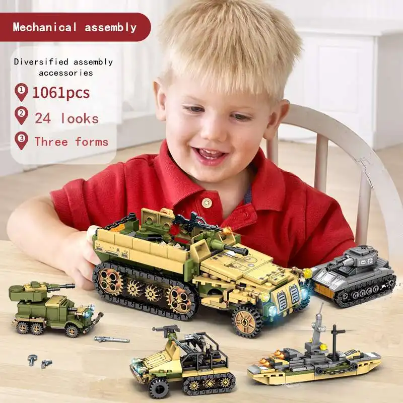 Pickwoo D20 1061 намоток Tank строительные блоки мини-фигурки автомобиля самолета