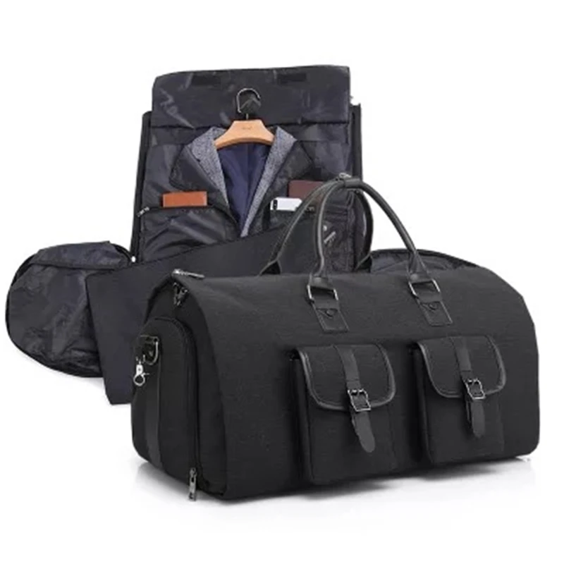 

New Garment Travel Bag with Shoulder Strap Duffel Bag Carry on Hanging Suitcase Clothing Business Bags Multiple Pockets blue