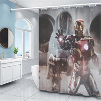 disney the avenger anime 3d shower curtain spiderman iron man polyester fabric bath curtain with hooks boy gifts