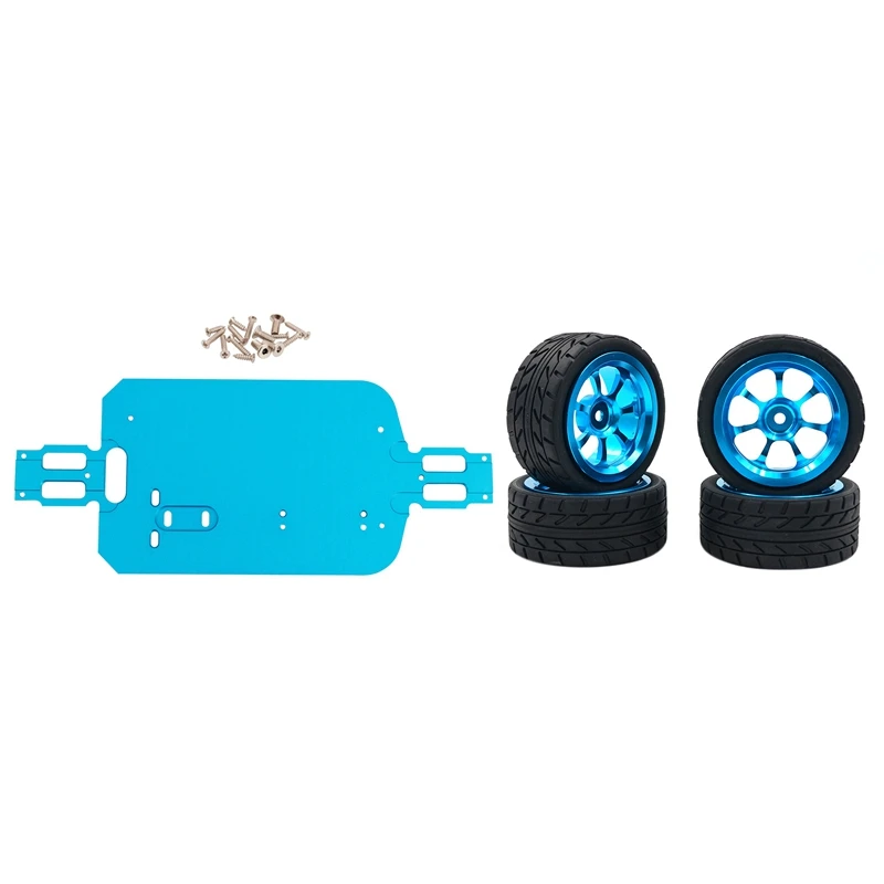 

1/18 Rc Car Blue 4Wd Car Metal Chassis Parts Chassis With Hub Wheels Tyre For Wltoys A949 A959 A969 A969-B RC Car