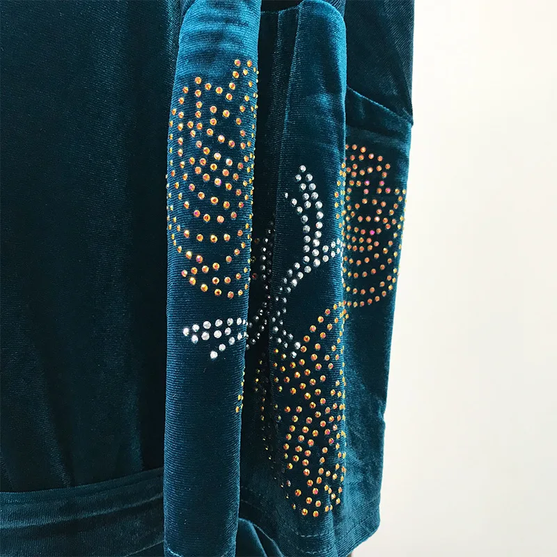 

Velvet Muslim Print Maxi Dresses Women Evening Party Vestidos Dashiki Diamonds Africa Clothing Plus Size Casual Kaftan Robe 2021