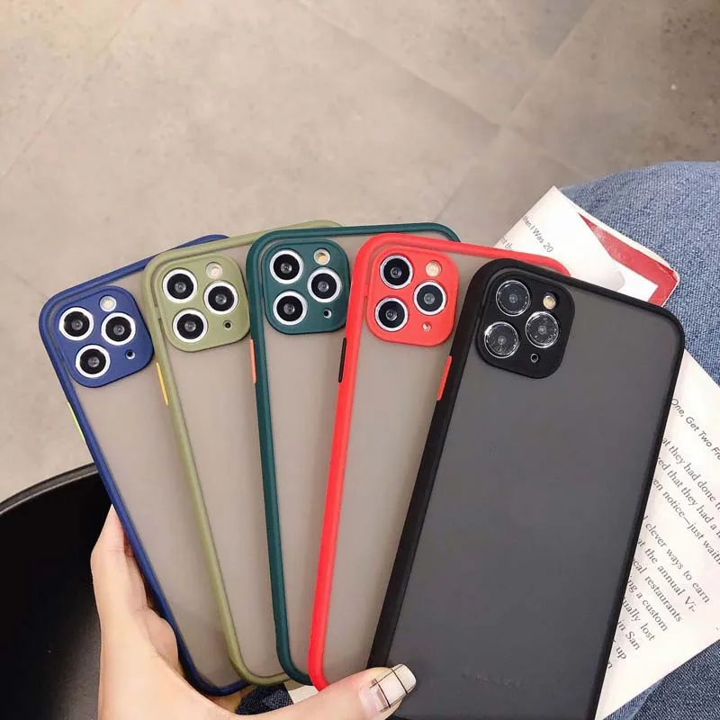 Чехол для iPhone 11 7 8 Plus Прозрачный ударопрочный чехол однотонный XS 6 6S Pro MAX XR X Max