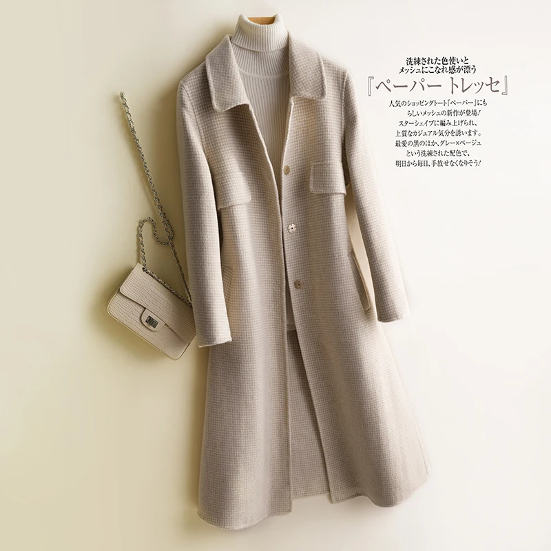 2020 зимнее элегантное 100% шерстяное пальто для женщин корейская мода Дамская