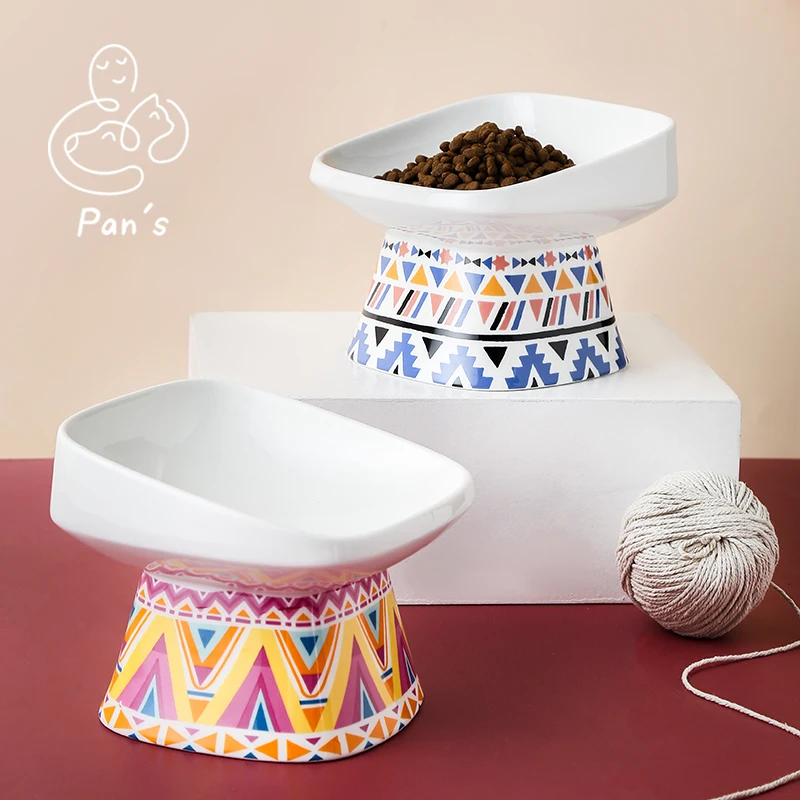 

Cat Bowl Ceramic Cat Fedder with Mat Easy Clean Bone China Cervical Protect Food Water Bowl for Cat Pet Feeder Bowl Pet Supplies