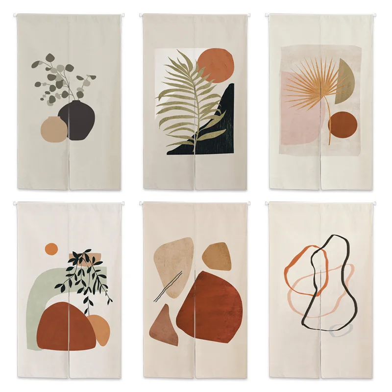 Japanese Door Curtain Art Illustration Pattern Kitchen Restaurant Bedroom Decor Linen Partition Hanging Curtains Customizable | Дом и сад