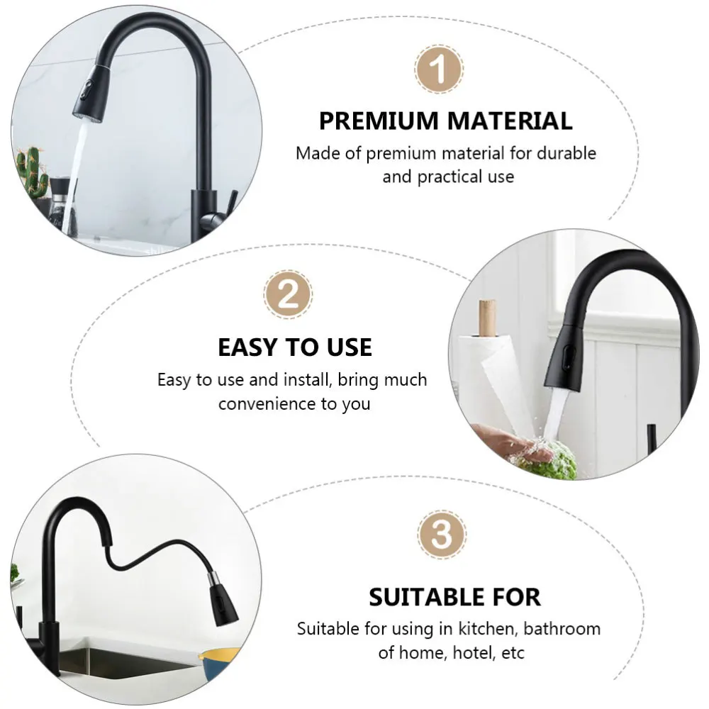 

1Pc Pulling Type Single Outlet Kitchen Two-mode Black