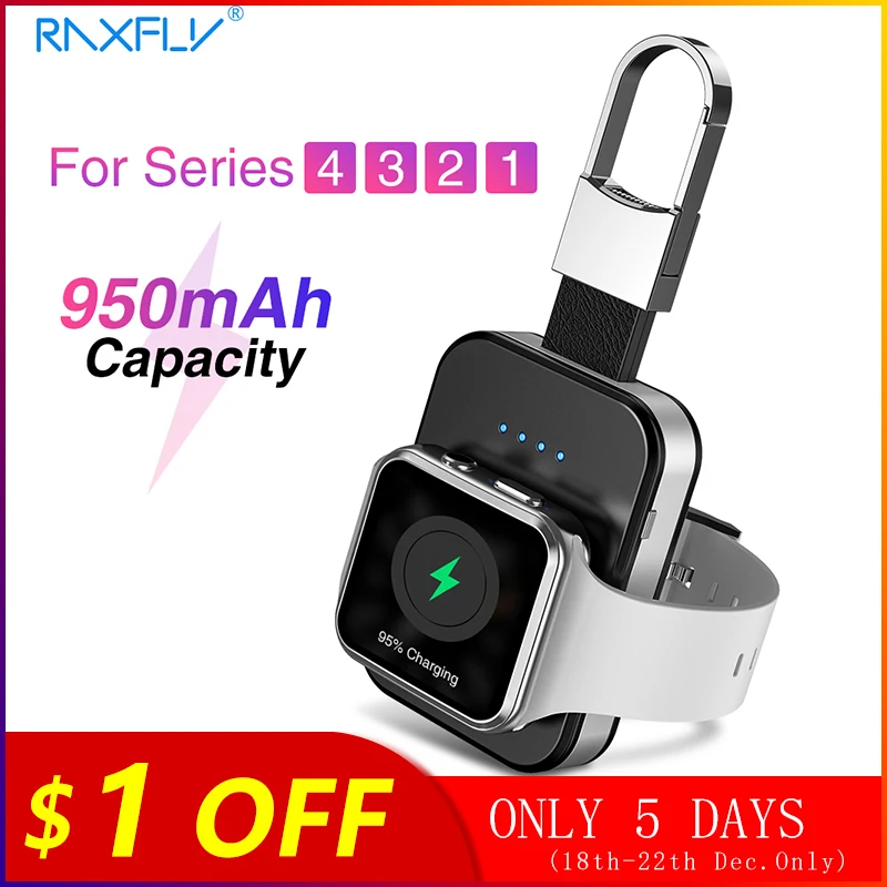 RAXFLY брелок Беспроводное зарядное устройство для Apple i Watch Series 2 3 4 950 мАч