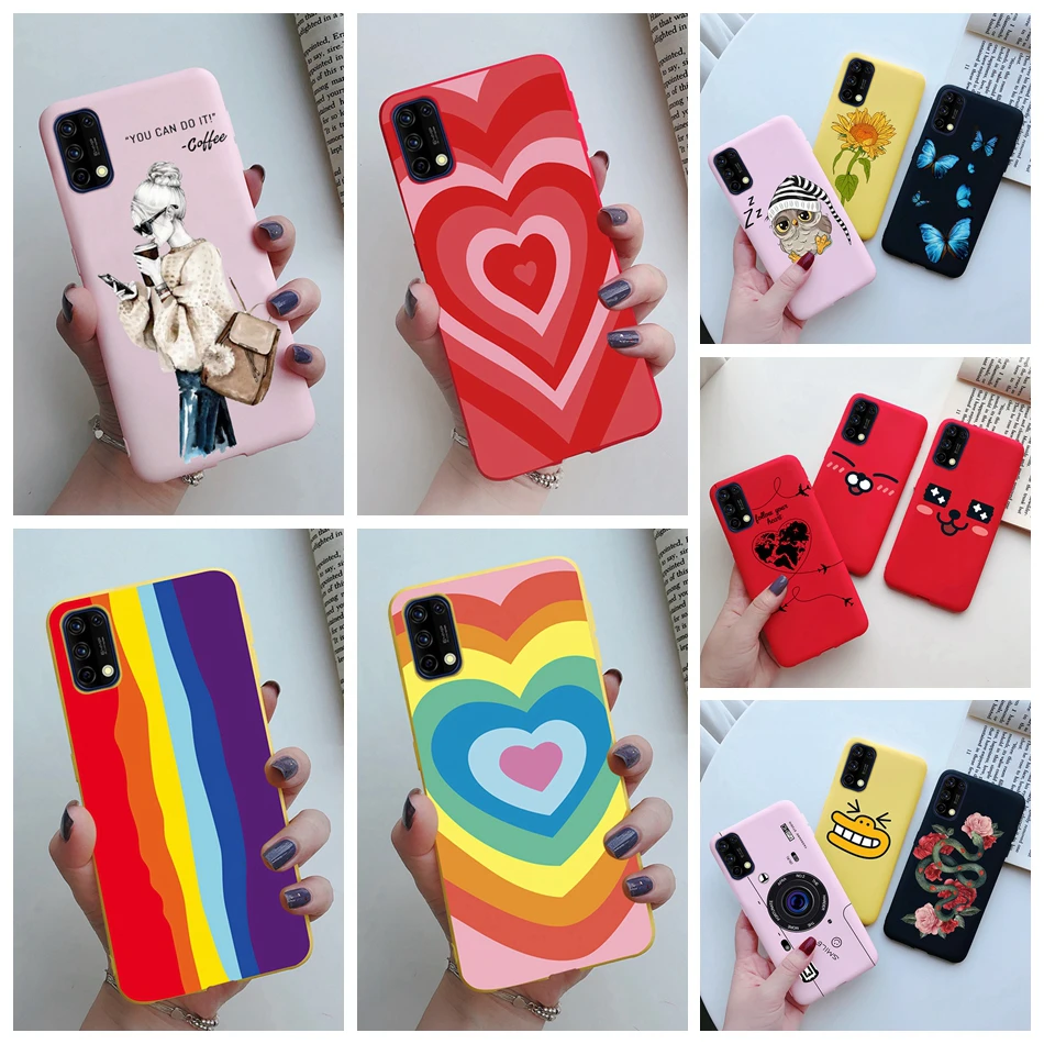 For Realme 7 7pro Beautiful Girls Heart Painted Candy Silicone TPU Phone Case For Oppo Realme 7 RMX2155 7 pro RMX2170 Case Cover