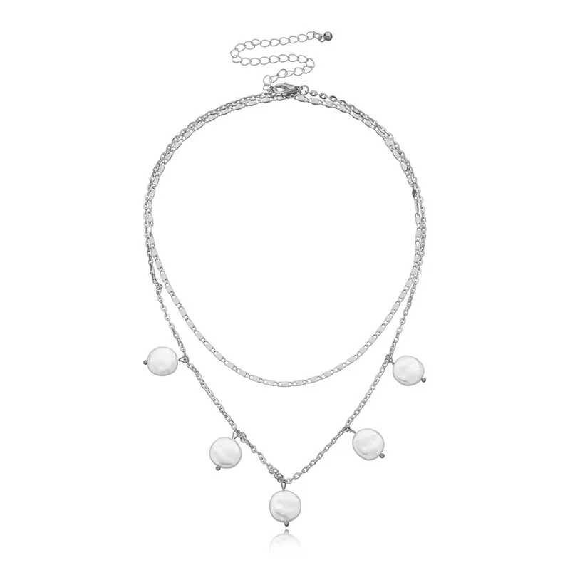 Многослойное короткое ожерелье-чокер в стиле панк массивная жемчужная подвеска