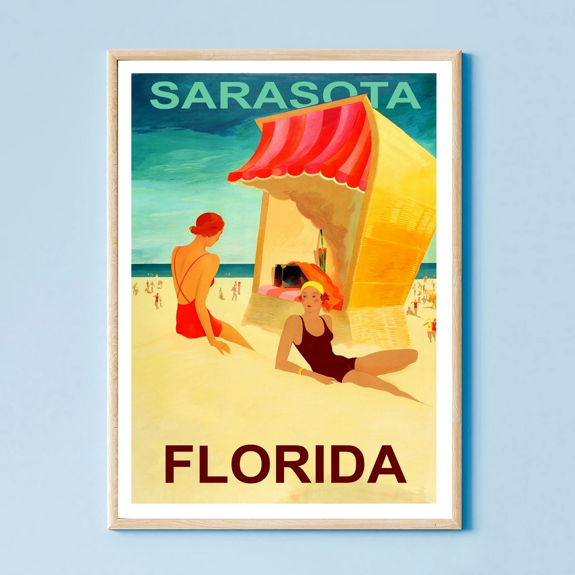 

Винтажный постер для путешествий, перепечатанный в Сарасоте, Флорида, украшение, Ретро винтажный художественный постер, печать, домашний де...
