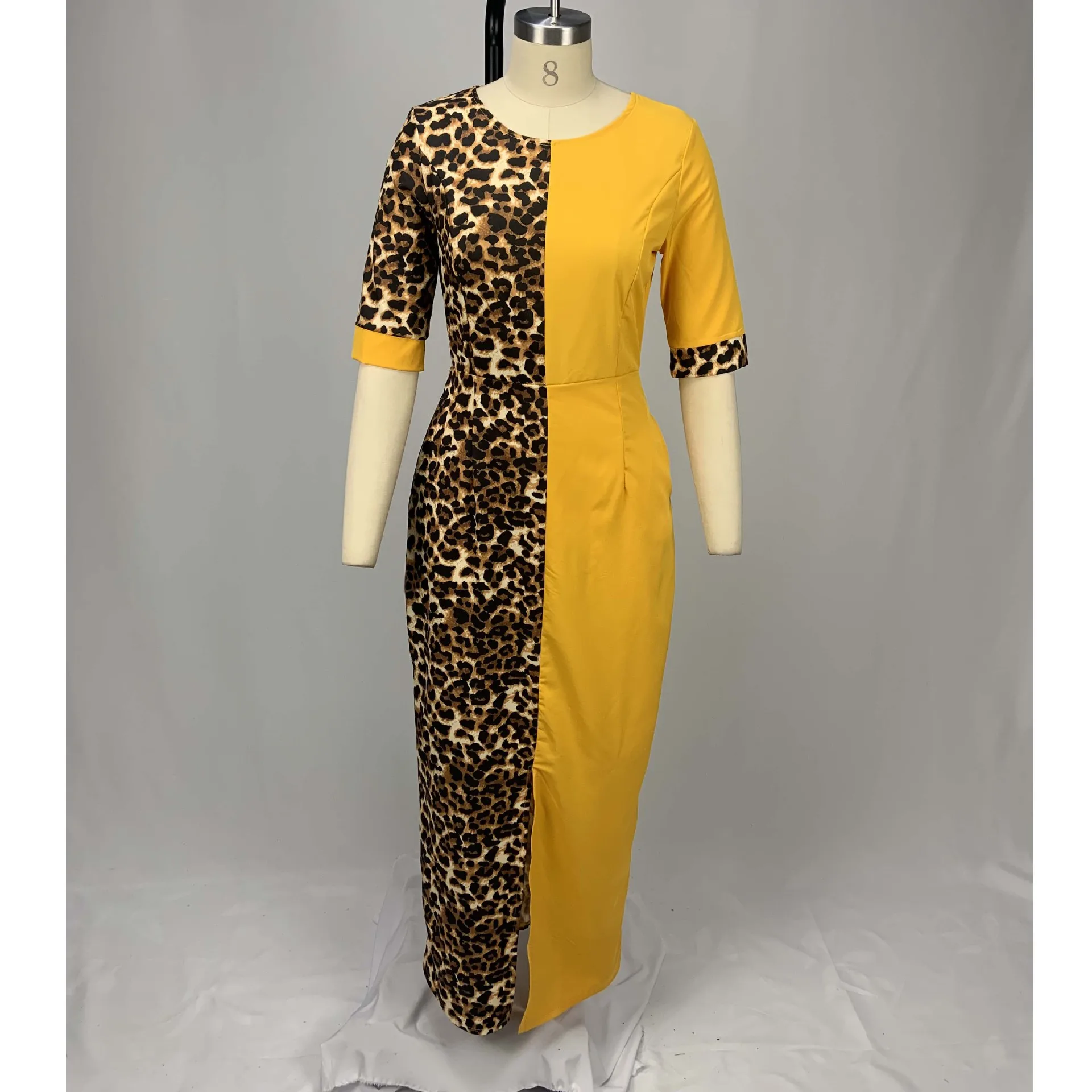 S-5XL модное летнее женское платье разноцветное Макси длинное с леопардовым