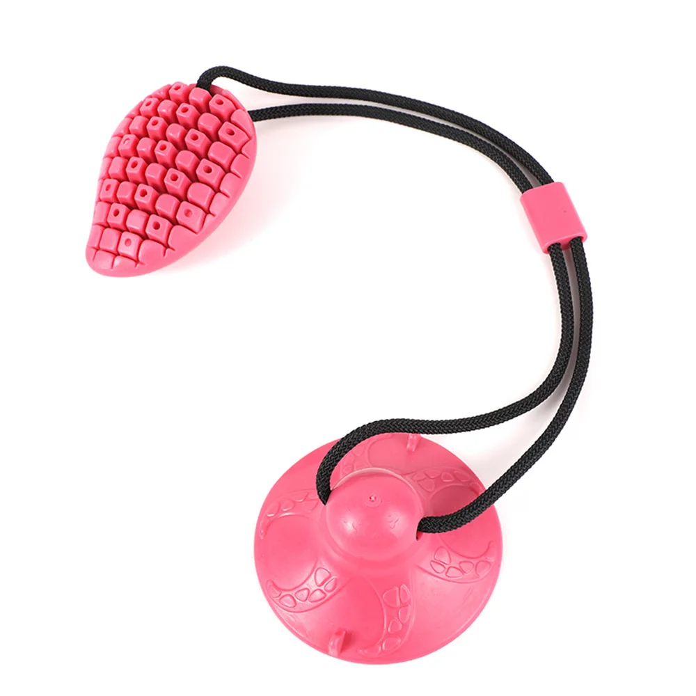 

New Molar Rope Ball Toy Pet Bite Tug Chew Puppy Toys Tooth Cleaning Suction Cup Food-grade TPR Sucker Drawstring Leaking Ball