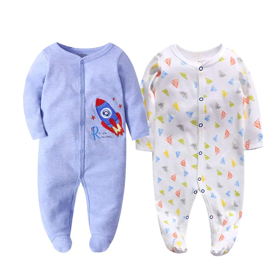2Pcs/set Newborn Baby Footies Cotton Baby Boy Footies For Kids Clothes Long Sleeve Baby Pajamas Baby Girl 0-12M